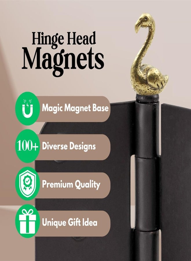 Wallertree Brass Flamingo Hinge Heads Decorative Topper Set of 3 - Magnetic Hinge Head Toppers Gift - Whimsical Animals Door Hinge Head Home Decoration - Image 3